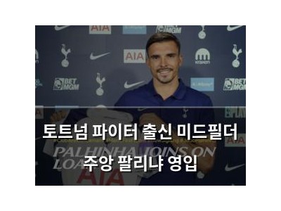 토트넘 파이터 출신 미드필더 주앙 팔리냐 영입