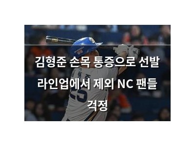 김형준 손목 통증으로 선발 라인업에서 제외 NC 팬들 걱정