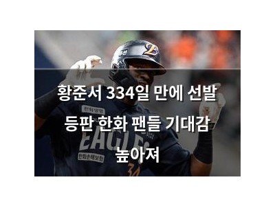 황준서 334일 만에 선발 등판 한화 팬들 기대감 높아져