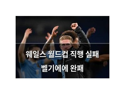 웨일스 월드컵 직행 실패 벨기에에 완패