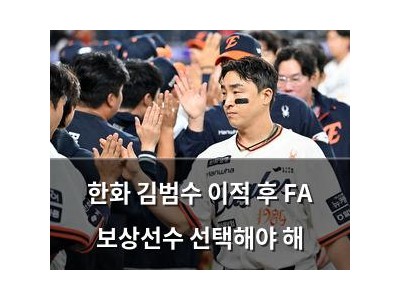 한화 김범수 이적 후 FA 보상선수 선택해야 해